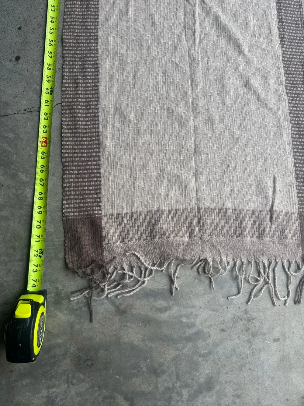 Neutral Woven Fringe Scarf - Beige and Taupe